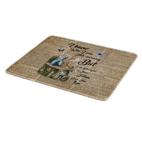 Alice in Wonderland Quote Vintage Dictionary Art Cutting Board