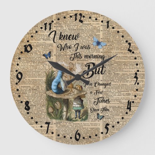 Alice in Wonderland Quote Vintage Dictionary Art Large Clock