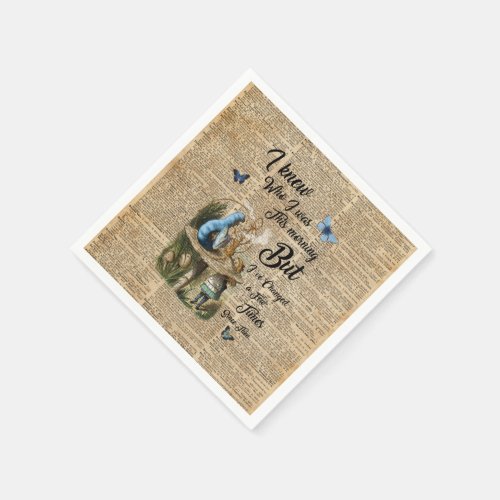 Alice in Wonderland Quote Vintage Dictionary Art Paper Napkins