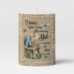 Alice in Wonderland Quote Vintage Dictionary Art Pillar Candle