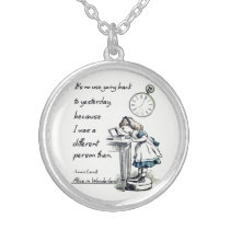Alice in Wonderland Quotes Silver Plated Necklace