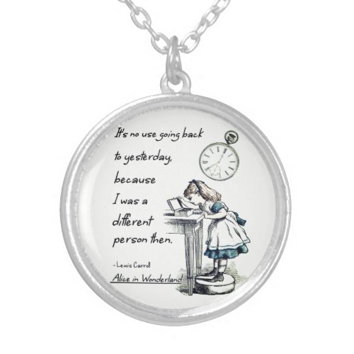 Alice in Wonderland Quotes Silver Plated Necklace