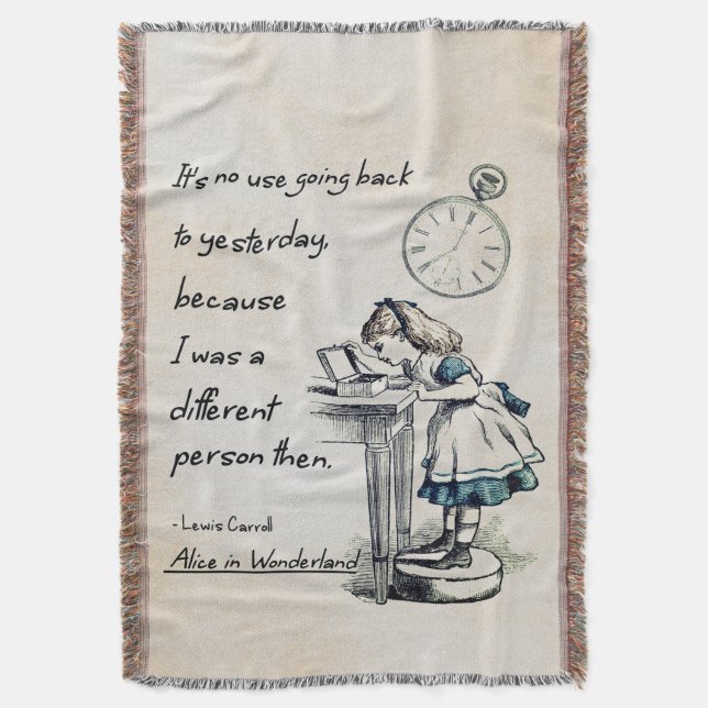 Alice in Wonderland Quotes Throw Blanket (Front Vertical)