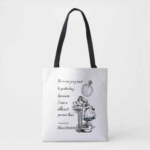 Alice in Wonderland Quotes Tote Bag