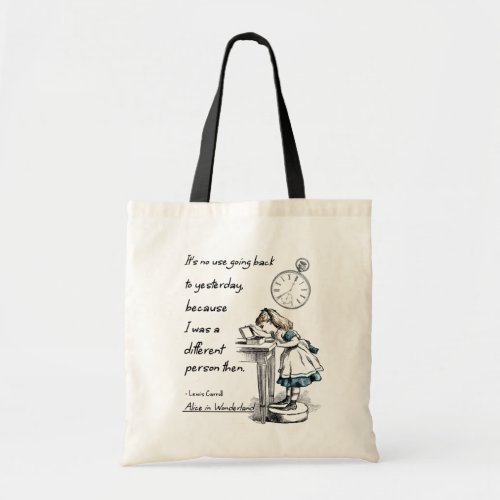 Alice in Wonderland Quotes Tote Bag