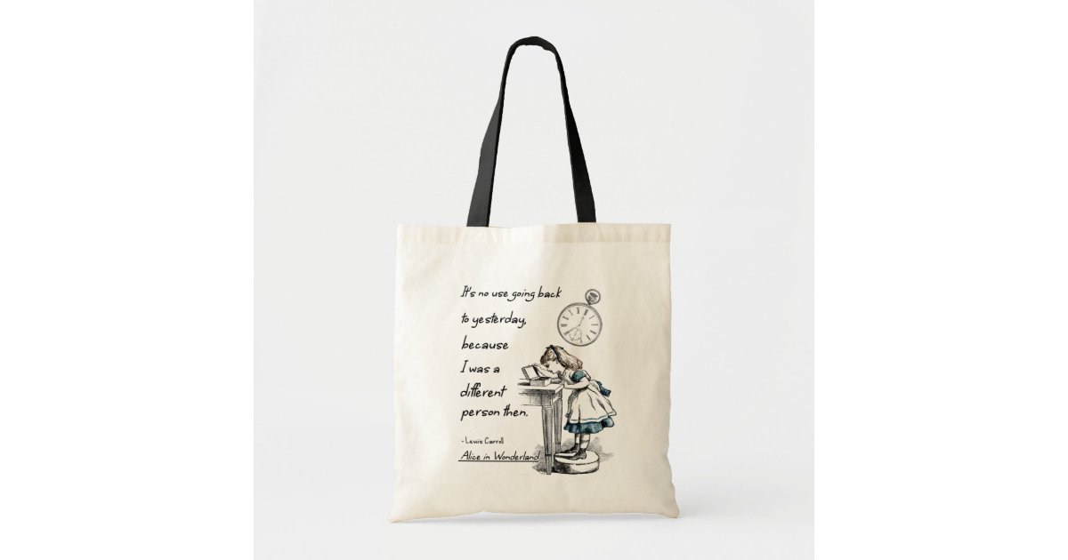 Alice in Wonderland playing with cute cat and butterflies Tote Bag