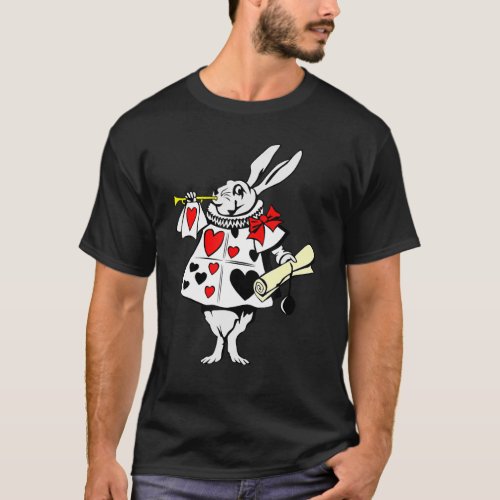 Alice In Wonderland Rabbit Easter  Bunny Playing M T_Shirt