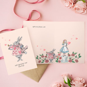 Alice In Wonderland Rabbit Happy Valentine's Day Holiday Card