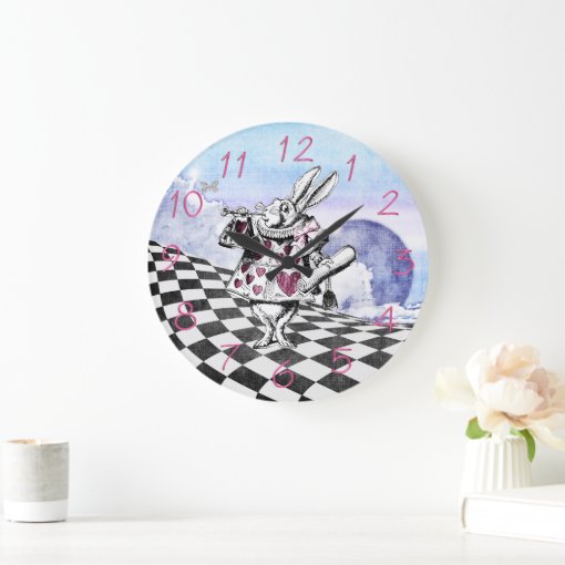 Alice in Wonderland Rabbit Herald Large Clock | Zazzle