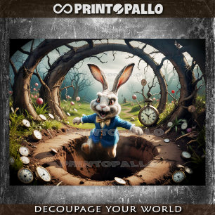 Alice in Wonderland: Rabbit jump! - Decoupage  Wrapping Paper Sheets