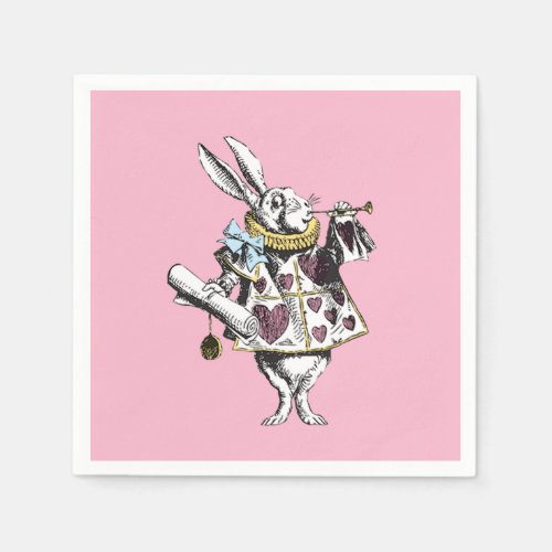 Alice in Wonderland Rabbit Pink Napkins