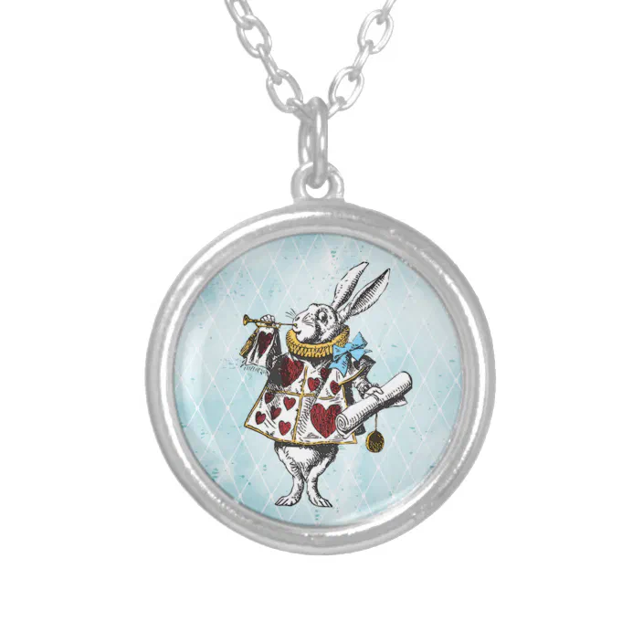Unusual  Alice in Wonderland Rabbit Silver Plated Necklace