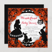 Alice in Wonderland Red and Black Baby Shower Invitation (Front/Back)