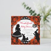 Alice in Wonderland Red and Black Baby Shower Invitation (Standing Front)