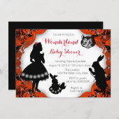 Alice in Wonderland Red Black Baby Shower Invitation (Front/Back)