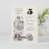 Alice in Wonderland Red Hearts Tea Party Birthday Invitation (Standing Front)