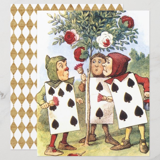 Alice in Wonderland, Red Roses Scrapbook Paper (Front/Back)