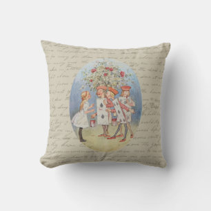Alice in Wonderland Roses Throw Pillow