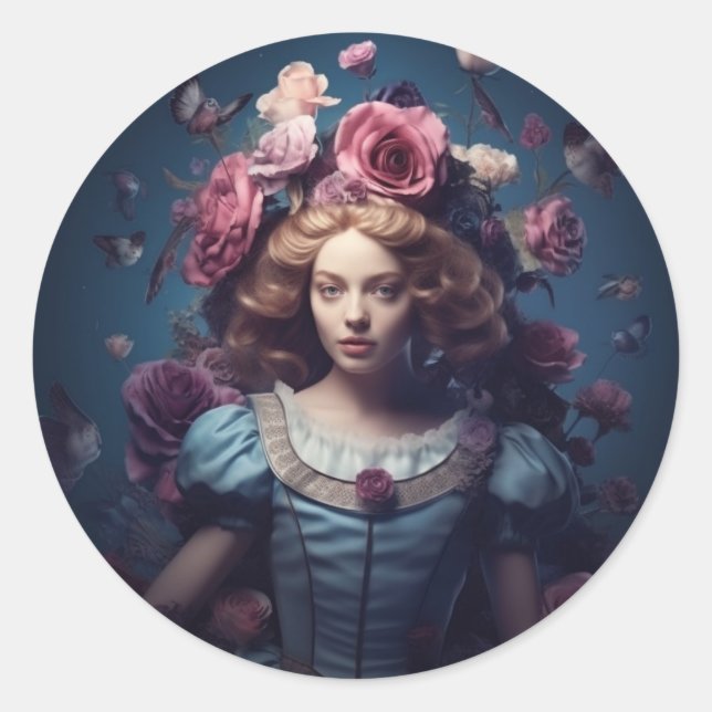 Alice In Wonderland Round Sticker (Front)