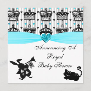 Alice In Wonderland Royal Crowns Baby Shower Invitation