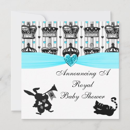 Alice In Wonderland Royal Crowns Baby Shower Personalized Announcements