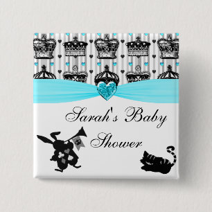 Alice In Wonderland Royal Crowns Baby Shower Pinback Button