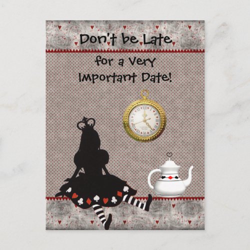 Alice in Wonderland Save the Date Baby Shower Announcement Postcard