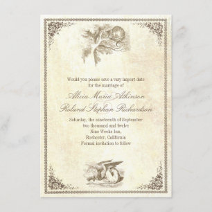 Alice in wonderland save the date cards