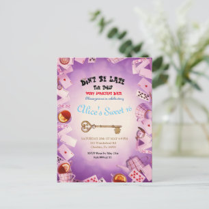 Alice In Wonderland Save The Date Invinations Anno Announcement Postcard