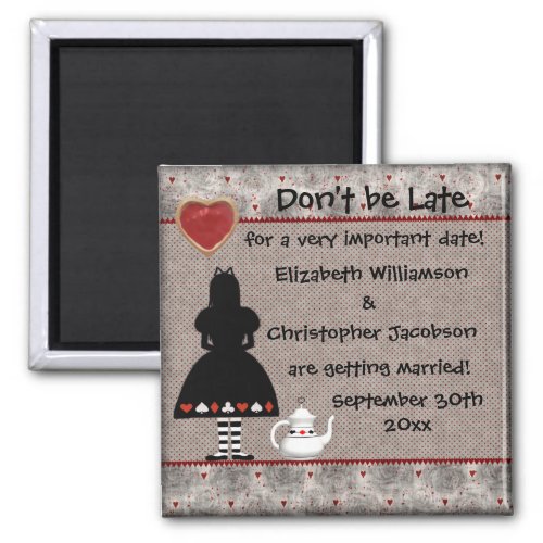 Alice in Wonderland Save the Date Wedding Magnets
