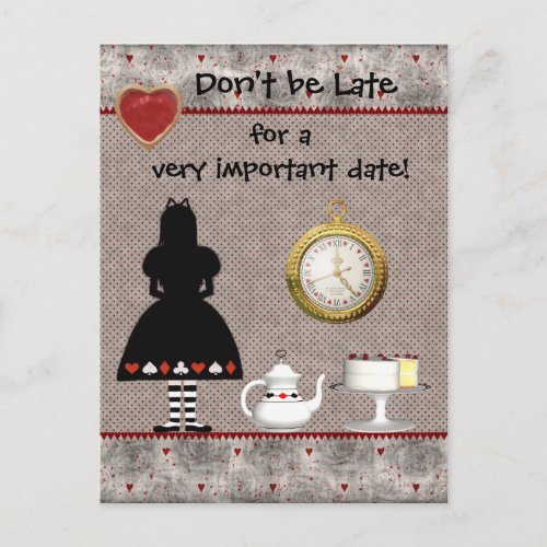 Alice in Wonderland Save the Date Wedding Postcard