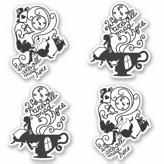 Alice in Wonderland. Silhouette illustration Sticker (Front)