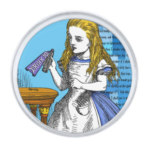 Alice in Wonderland Silver Finish Lapel Pin