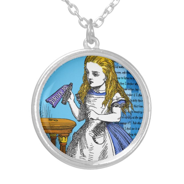 Alice in Wonderland Silver Plated Necklace (Front)