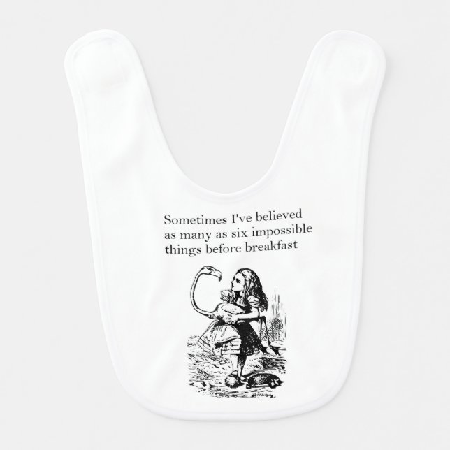 Alice in Wonderland, “Six Impossible Things” Baby Bib (Front)