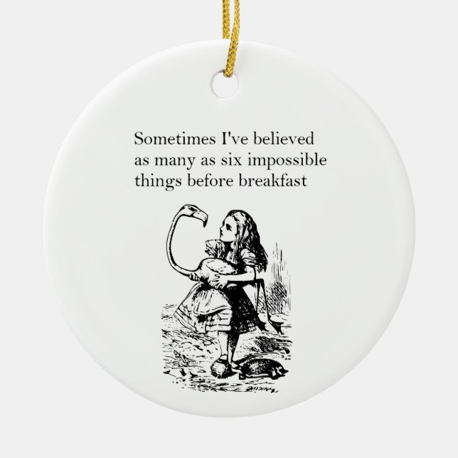 Alice in Wonderland, “Six Impossible Things” Ceramic Ornament (Front)