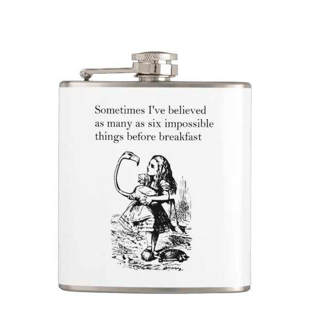 Alice in Wonderland, “Six Impossible Things” Flask (Front)