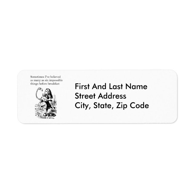 Alice in Wonderland, “Six Impossible Things” Label (Front)