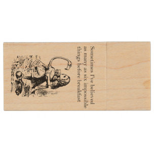 Alice in Wonderland, “Six Impossible Things” Wood USB Flash Drive