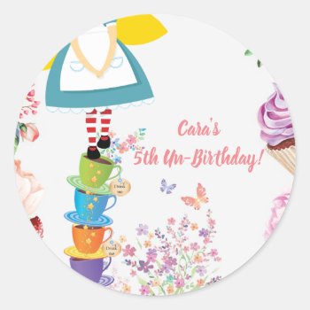Alice In Wonderland Spring Birthday Stickers by ThreeFoursDesign at Zazzle