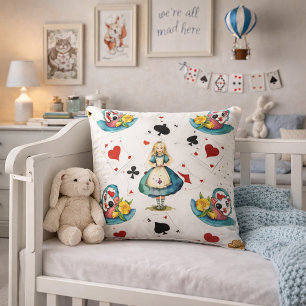 Alice In Wonderland Storybook Throw Pillow