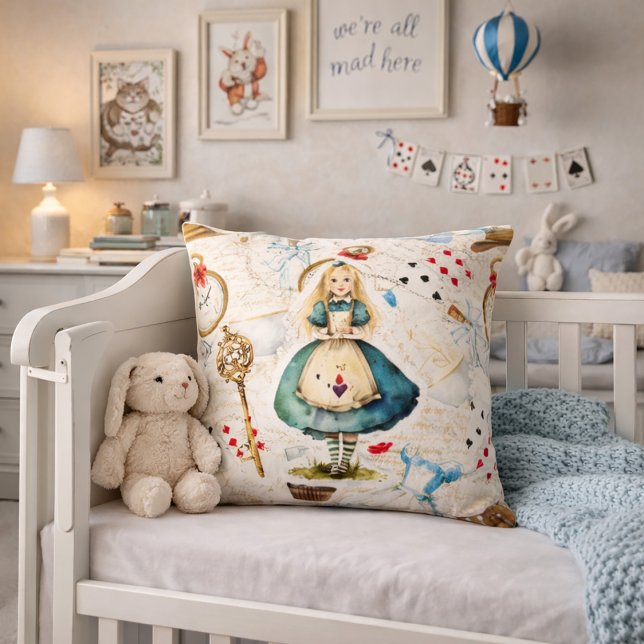 Alice In Wonderland Storybook Throw Pillow (Creator Uploaded)