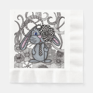 Alice in Wonderland Style Bunny Doodle Art Party N Napkins