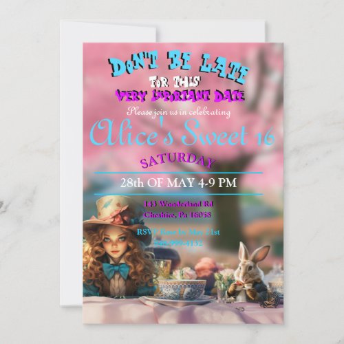 Alice In Wonderland Sweet 16 Invitation