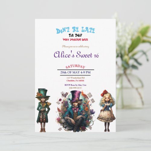 Alice In Wonderland Sweet 16 Invitations