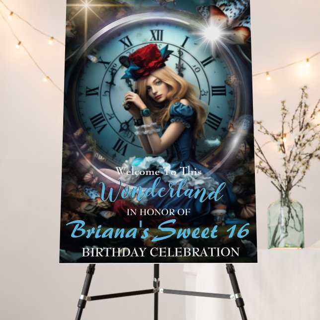 Alice In Wonderland Sweet 16 Welcome Sign (In Situ (Stand))