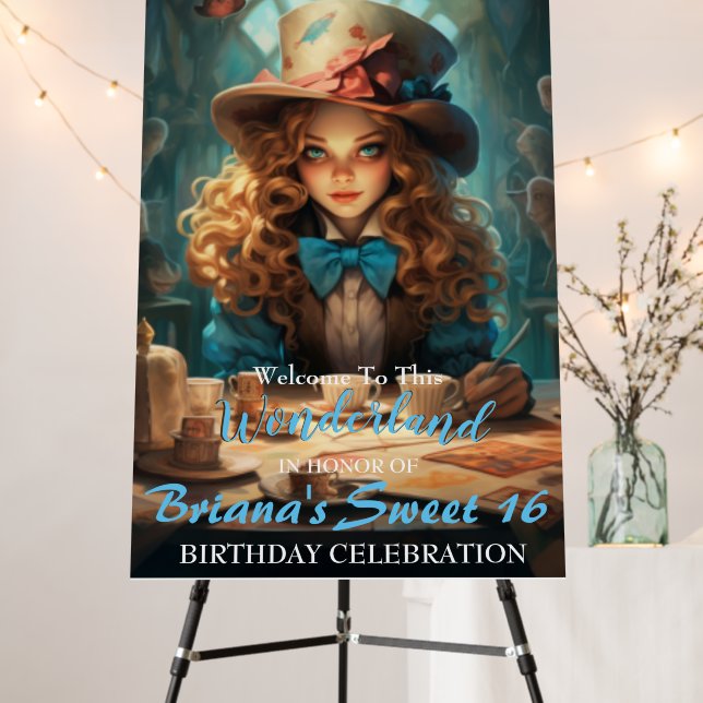 Alice in Wonderland Sweet 16 Welcome Sign (In Situ (Stand))