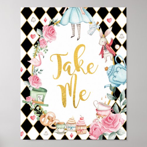 Alice in Wonderland TAKE ME Party Favors Sign