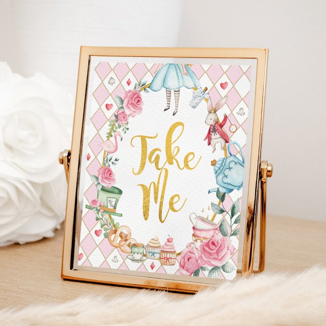 Alice in Wonderland TAKE ME Party Favors Sign (Creator Uploaded)