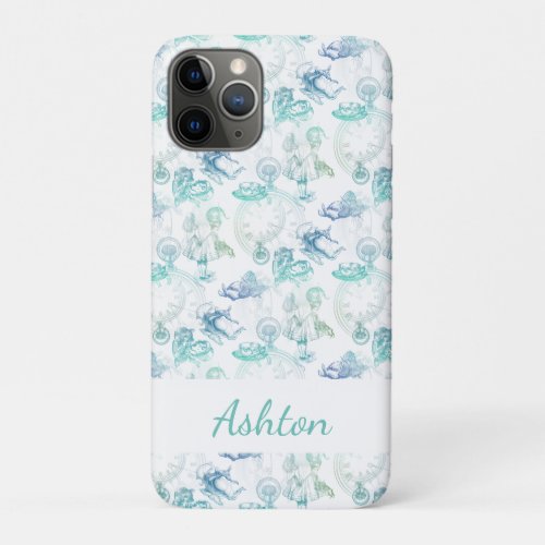 Alice in Wonderland Tea Blue Aqua Name iPhone Case